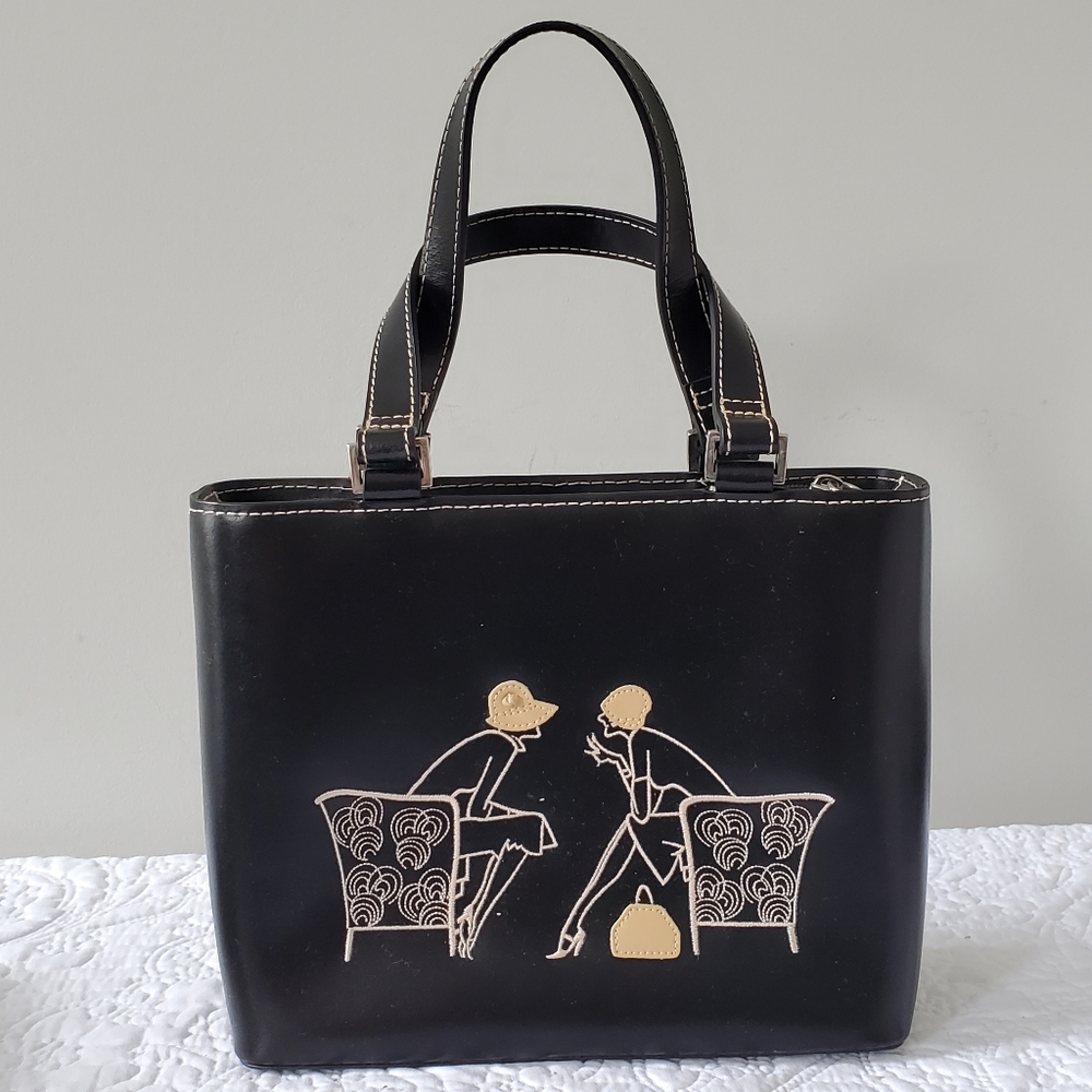 Cute Black Threaded Design SUMMER TOMPKINS Handbag, Purse NWOT
